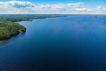 Aerial view of lake Paijanne, Paijanne National Park, Finland.