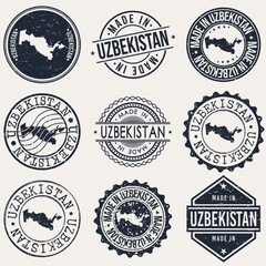 Uzbekistan Travel Stamp Made In Product Stamp Logo Icon Symbol Design Insignia.