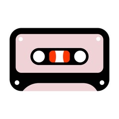 Fototapeta premium Audio cassette tape vector icon in flat design style.
