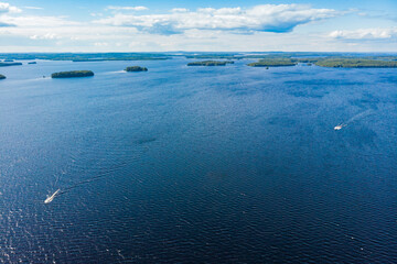 Aerial view of lake Paijanne, Paijanne National Park, Finland.