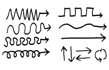 set of hand drawn arrows isolated on white background