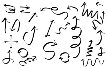 set of hand drawn arrows isolated on white background