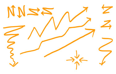 set of hand drawn arrows isolated on white background