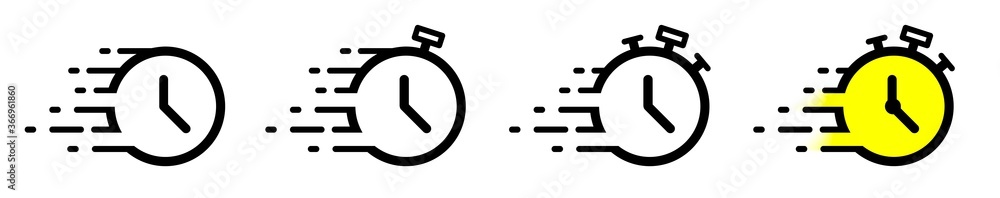 Wall mural quick time icon, speed time vector icons set isolated on white background - vector illustration eps1