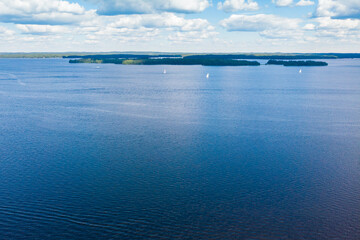 Aerial view of lake Paijanne, Paijanne National Park, Finland.
