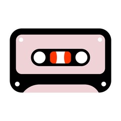 Audio cassette tape vector icon in flat design style.