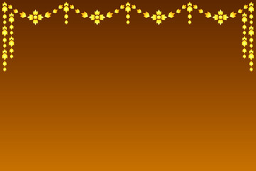 Marigold flowers and curtain decorations with bells, lamps for the temple, and house doors.