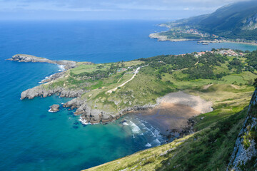 panoramic view of Sonabia beach and Oriñón bay from Monte Candina