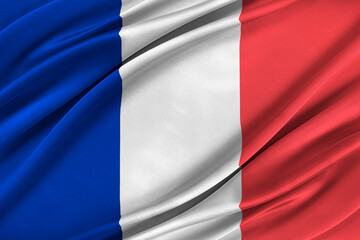 Colorful French flag waving in the wind. High quality illustration.