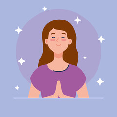 meditating woman , activity for health mental vector illustration design