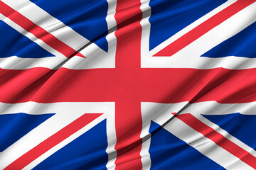Colorful British flag waving in the wind. High quality illustration.