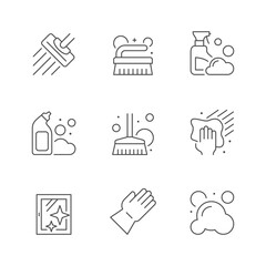 Set line icons of cleaning