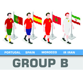 Set of isometric football players 