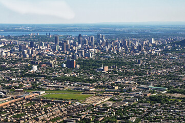 Aerial view of downtown Montreal in summer