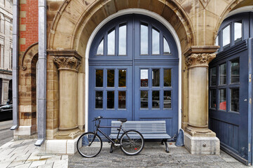 Bicycle in front of old building Old Montreal
