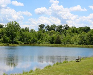 Fototapeta premium A beautiful view of the lake in the countryside park.