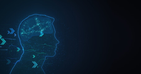 Fototapeta premium Glowing profile of a person receiving digital data