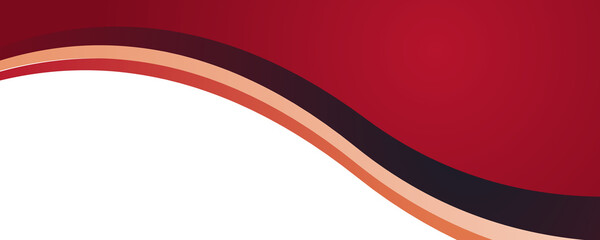 Abstract red white curve wide banner background