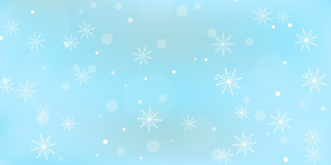 Snowflakes. Snow, snowfall. Falling scattered white snowflakes on a gradient background. Vector	