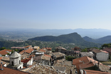 Fototapeta premium View from above of the roofs of San Gregorio Matese, an old town in the Campania region.