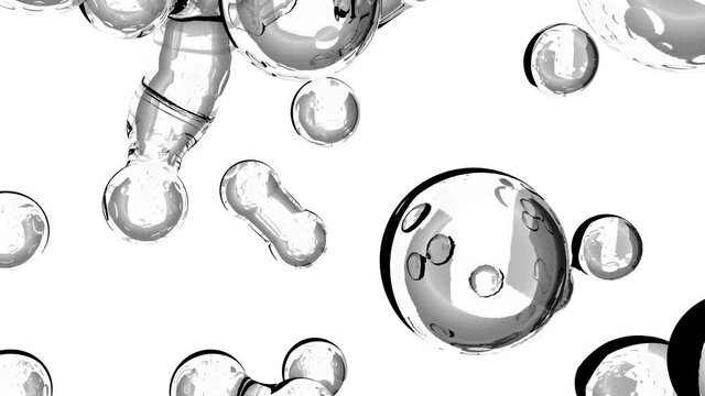 3d animation Liquid Cream gel transparent cosmetic sample texture with bubbles isolated. Macro Liquid Bubbles slow movement 4k