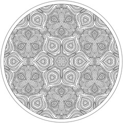 Vector floral ethnic outline hand drawn mandala