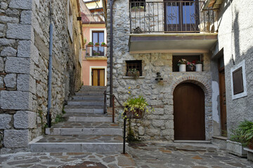 A street in San Gregorio Matese, an old mountain village in the Campania region, Italy.