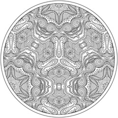 Vector floral ethnic outline hand drawn mandala
