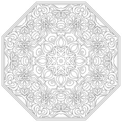 Vector line art mandala octahedron figure