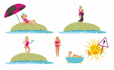 Girl Sunbathing on the Beach