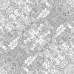 Vector fantasy hand drawn seamless pattern