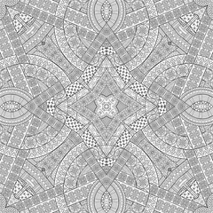 Vector ethnic hand drawn line art seamless pattern