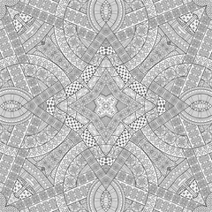 Obraz premium Vector ethnic hand drawn line art seamless pattern