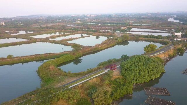 Aerial shot of Fishing farm Tainan  Taiwan
