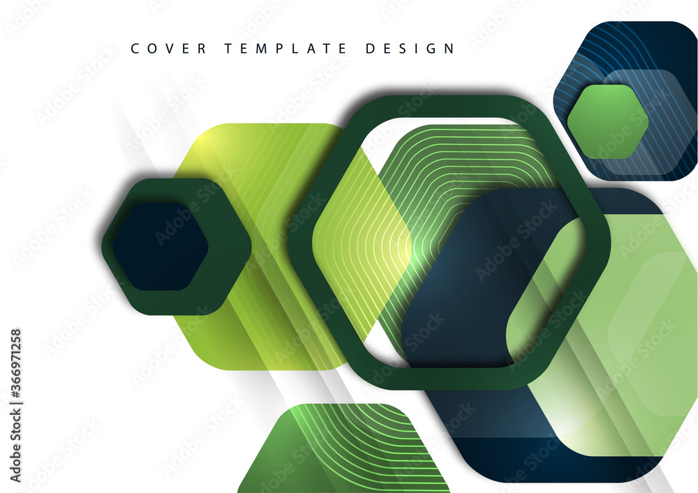 Poster abstract background of rounded colored hexagons. business presentation template. modern geometric de