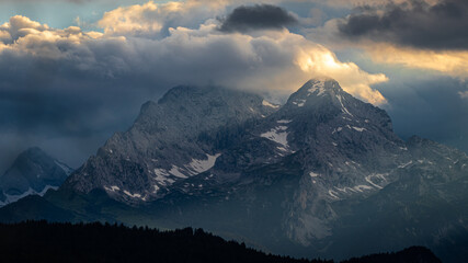 mountain alps clouds view
