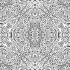 Fototapeta na wymiar Vector ethnic hand drawn line art seamless pattern