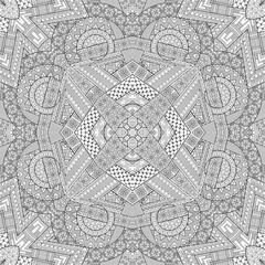 Obraz premium Vector ethnic hand drawn line art seamless pattern