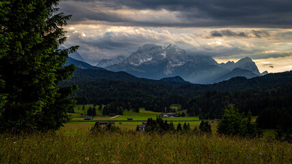 mountain alps clouds view