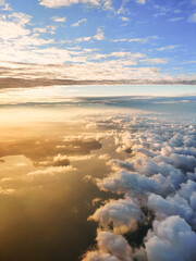 Sunrise and clouds plane view in Raja Ampat, Papua, Indonesia 