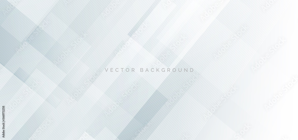 Poster banner web template abstract white square shape overlapping and white stripe lines background. techn
