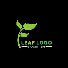 Abstract green leaf logo icon vector design isolated on black background. Landscape design  garden, Plant,spa, nature and ecology vector logo.