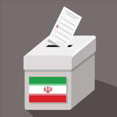 iran flag, voting ballot box, vector illustration 