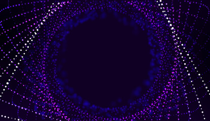 Particle stream tunnel vector background. Science futuristic concept. Cyber space background. Data transition. Hacking concept. Data stream. Digital graphic.