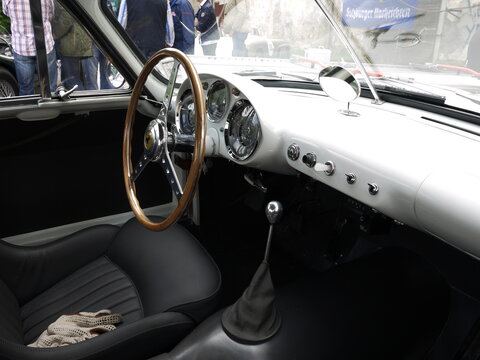 Cockpit With Seering Wheel Of A Vintage Ferrari Sportscar