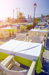 Colorful restaurant place on the beach