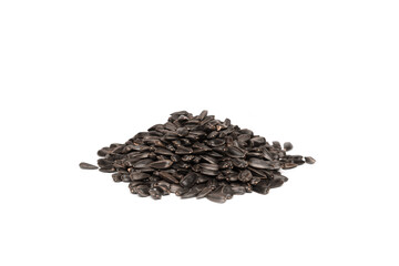 sunflower seeds close up on white background