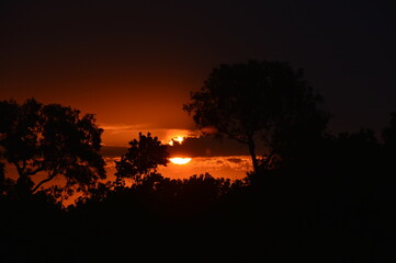 African sunset over the Okavango Delta in Botswana