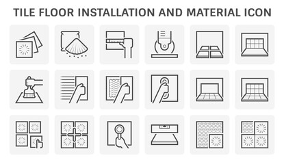 Tile floor installation and material vector icon set design.