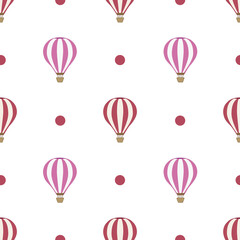 Hot air balloon seamless pattern vector on isolated white background.